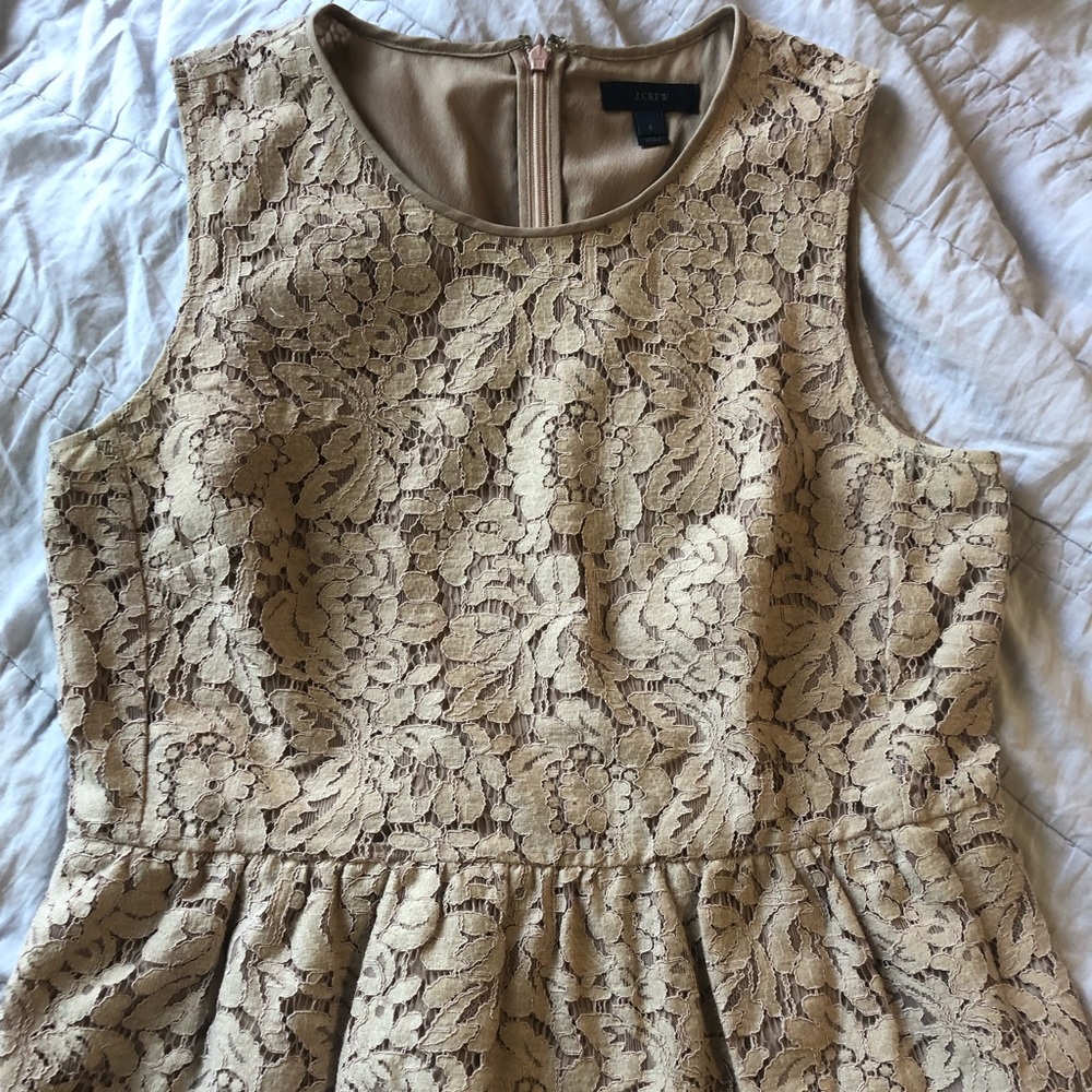 J.Crew Ivory Lace Peplum Top, size 8